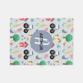 Boys Cute Blue Boerderij Animal Tractor Pattern Ki Fleece Deken (Voorkant (Horizontaal))