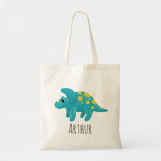 Boys Cute Blue Dinosaur Cartoon Kinder Tote Bag (Voorkant)