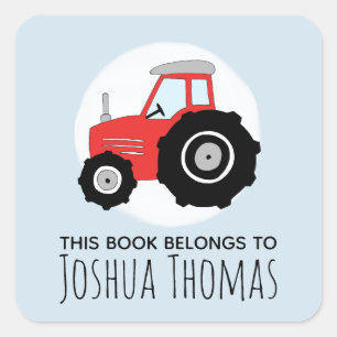 Boys Cute Blue Dit boek behoort tot de tractor Kin Vierkante Sticker