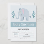 Boys Cute Blue Elephant Baby shower Kaart (Voorkant)
