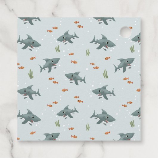 Boys Cute Blue Ocean Zee Shark Baby shower Bedankjes Labels (Achterkant)