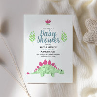 Boys Cute Blue Oerwoud T-Rex Dinosaur Baby shower