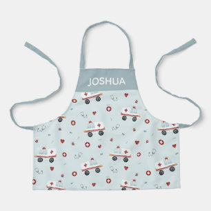 Boys Cute Blue Paramedic Ambulance Pattern Kinder Schort