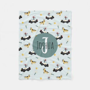 Boys Cute Blue Police Car Patroon Fleece Deken