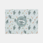 Boys Cute Blue Shark Pattern Monogram Kinder Fleece Deken (Voorkant (Horizontaal))