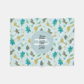 Boys Cute Blue T-Rex Oerwoud Dinosaur Pattern Kind Fleece Deken (Voorkant (Horizontaal))