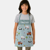 Boys Cute Blue Transport Pattern Kinder Schort (Insitu)