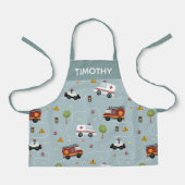 Boys Cute Blue Transport Pattern Kinder Schort (Voorkant)