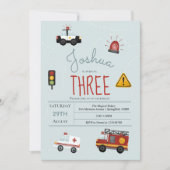 Boys Cute Blue Transport Toddler Birthday Kaart (Voorkant)