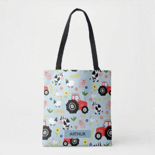 Boys Cute Boerderij Animal Pattern and Name Kinder Draagtas