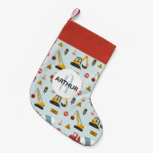 Boys Cute Construction Transport Pattern Name Kind Kleine Kerstsok (Voorkant (Hangend))