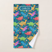 Boys Cute Dinosaur Motif & Nom Enfants (Serviette à main)