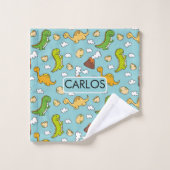 Boys Cute Dinosaur Motif & Nom Enfants (Gant de toilette)