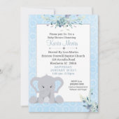 Boys Cute Elephant Floral Baby shower Kaart (Voorkant)