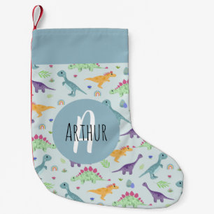 Boys Cute en Fun Blue Dinosaur Pattern Kinder Kleine Kerstsok
