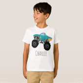 Boys Cute en Modern Blue Truck T-shirt (Voorkant volledig)