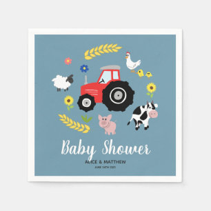 Boys Cute Farm Animals Tractor Cartoon Baby shower Servet