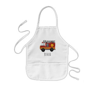Boys Cute Fire Engine Truck and Name Kinder Schort