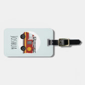 Boys Cute Fire Engine Truck Kinder Bagagelabel (Voorkant horizontaal)