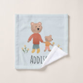 Boys Cute Forest Bears Camping Motif & Nom Enfants (Gant de toilette)