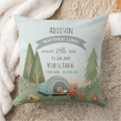 Boys Cute Forest Beer Birth Stats Baby Nursery Kussen (Deken)