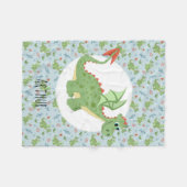 Boys Cute Green Dragon Pattern & Name Kinder Small Fleece Deken (Voorkant (Horizontaal))