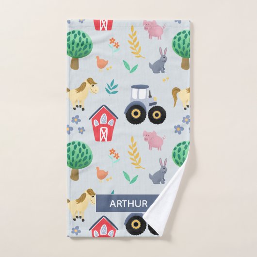 Boys Cute & Modern Blue Boerderij Tractor Pattern Bad Handdoek (Handdoek)