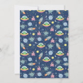 Boys Cute Modern Space Alien Rocket Baby shower Kaart (Achterkant)