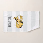 Boys Cute Oerwoud Tiger met naam Kinder Bad Handdoek (Handdoek)