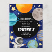 Boy's Cute Outer Space 1er Anniversaire Invitation (Devant)
