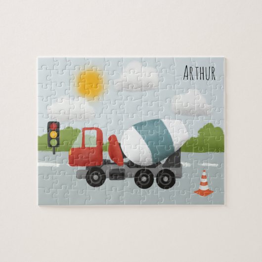 Boys Cute Road Construction Cartoon Kinder Legpuzzel (Horizontaal)