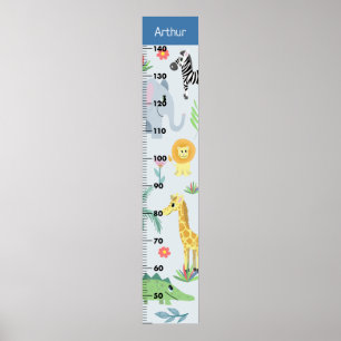 Boys Cute Safari Animals Elephant CM Growth Chart Poster