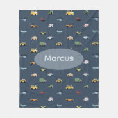Boys Cute Transport Car Pattern monogram Kids Fleece Deken (Voorkant)