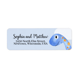 Boys Cute Waterverf Dinosaur Baby shower Birthday Etiket