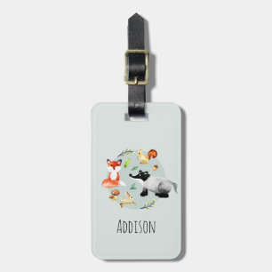 Boys Cute Waterverf Forest Animals Name Kinder Bagagelabel