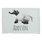 Boys Cute Woodland Forest Animals Badger Name Kind Kussensloop (Voorkant-Links)