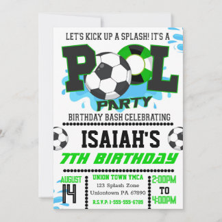 Boys de soccer pool fête Anniversaire Invitation