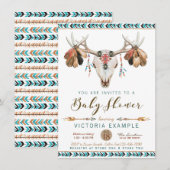 Boys Deer Antler Tribal Baby Shower Invitations (Devant / Derrière)