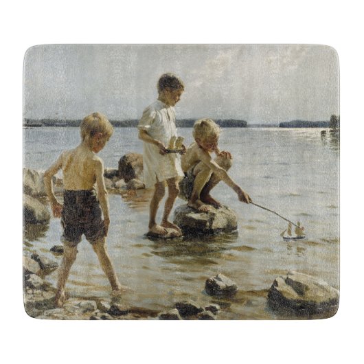 Boys die op de kust spelen (door Albert Edelfelt) Snijplank (Voorkant)