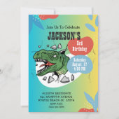 Boys Dinosaur 3e anniversaire fêté Invitation (Devant)