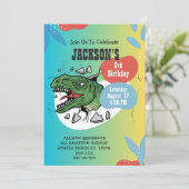 Boys Dinosaur 3e anniversaire fêté Invitation (Debout devant)