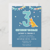 Boys Dinosaur 3rd Birthday Party Kaart (Voorkant)