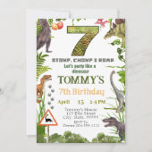 Boys Dinosaur 7e anniversaire fêté Invitation (Devant)