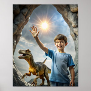 Boy's Dinosaur Adventure - Openluchtverkenning Poster