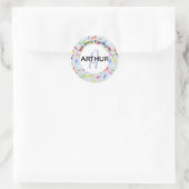 Boys Dinosaur Monogram en Name Bookplate Ronde Sticker (Tas)