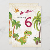 Boys Dinosaur T-Rex Jungle Anniversaire Invitation (Devant / Derrière)