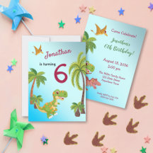 Boys Dinosaur T-Rex Jungle Anniversaire Invitation