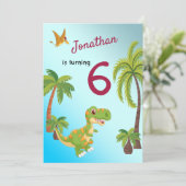 Boys Dinosaur T-Rex Jungle Anniversaire Invitation (Debout devant)