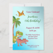 Boys Dinosaur T-Rex Jungle Anniversaire Invitation (Dos)
