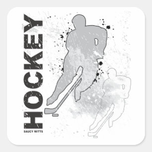 Boys Double Vision Hockey Player Vierkante Sticker